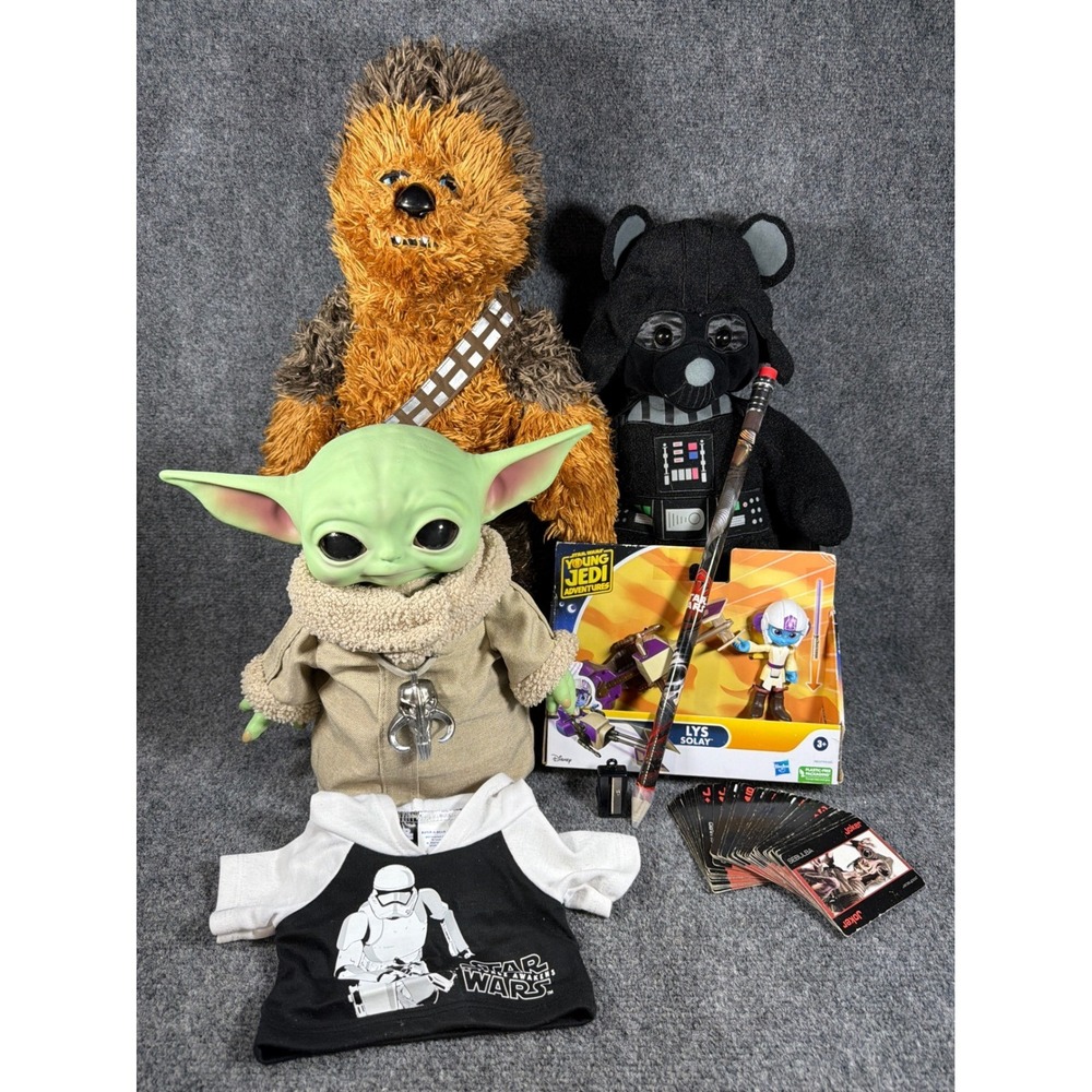 Star Wars Lot‎ Build-A-Bear Chewbacca, Darth Vader. Grogu. Etc. Bundle